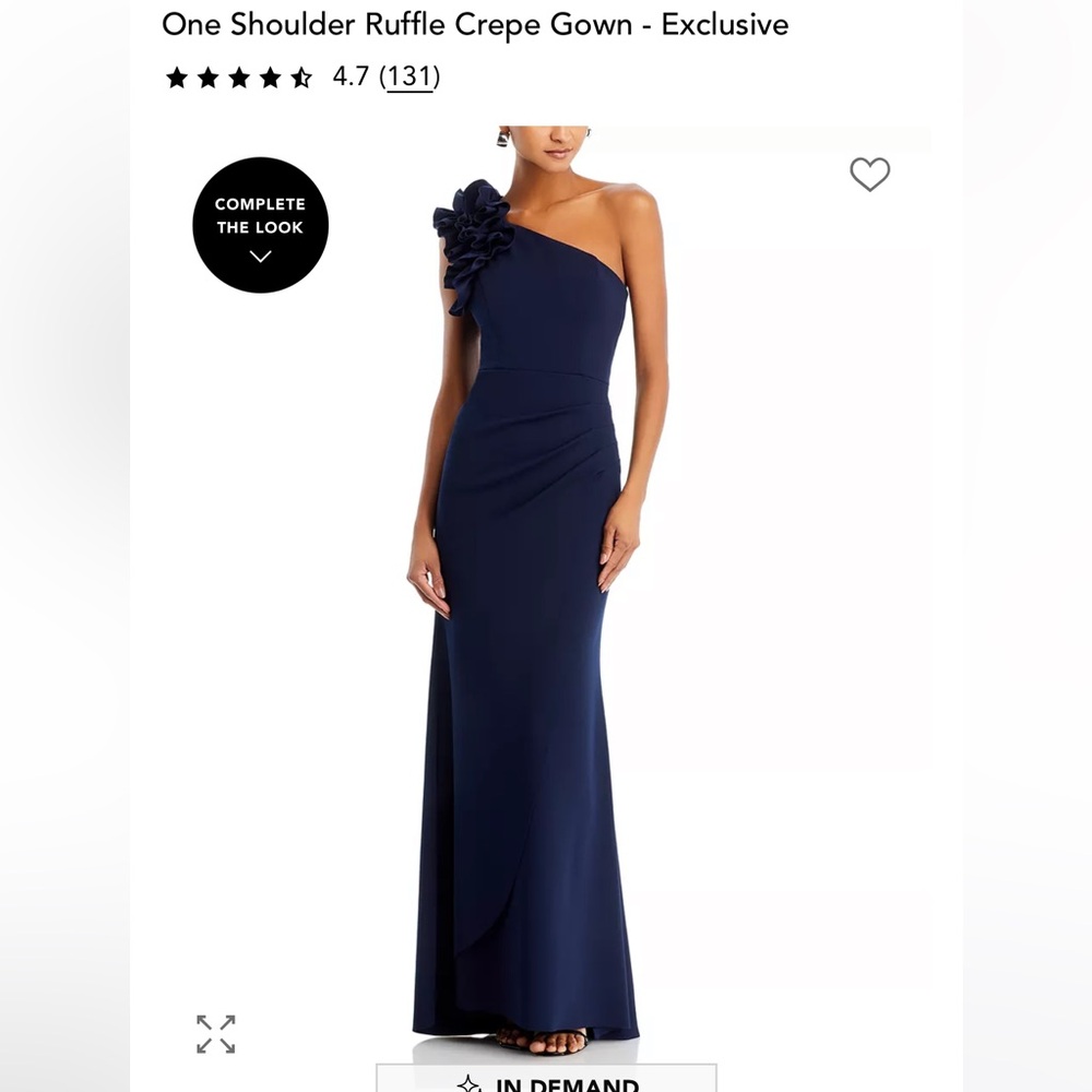 Aqua Navy One-Shoulder Ruffle Maxi Gown